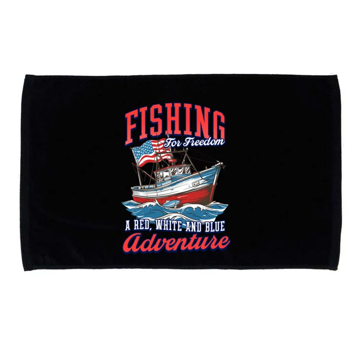 A Red White And Blue Adventure Design Patriotic Fishing Gift Microfiber Hand Towel