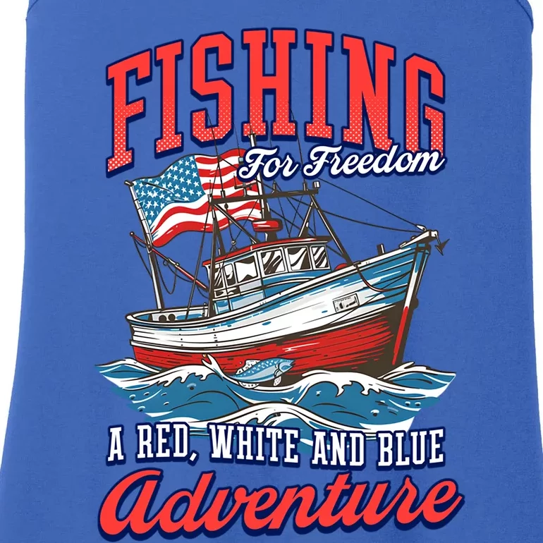 A Red White And Blue Adventure Design Patriotic Fishing Gift Ladies Essential Tank