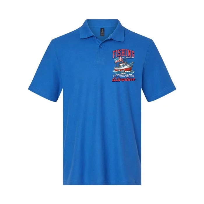 A Red White And Blue Adventure Design Patriotic Fishing Gift Softstyle Adult Sport Polo