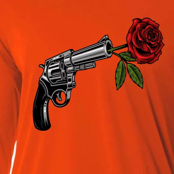 A Revolver With A Rose For Gun Lovers 2nd Adt 2a Gift Cooling Performance Long Sleeve Crew