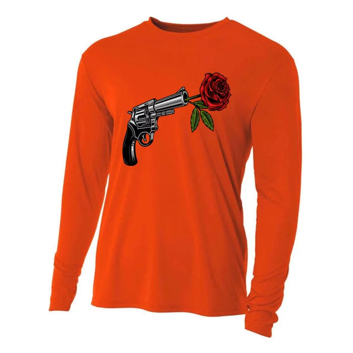 A Revolver With A Rose For Gun Lovers 2nd Adt 2a Gift Cooling Performance Long Sleeve Crew