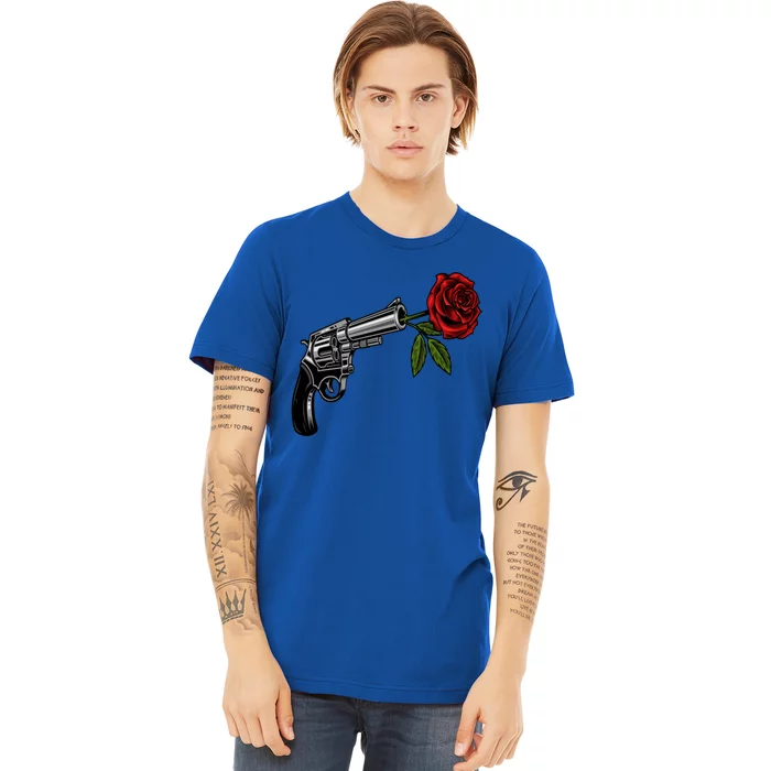 A Revolver With A Rose For Gun Lovers 2nd Adt 2a Gift Premium T-Shirt