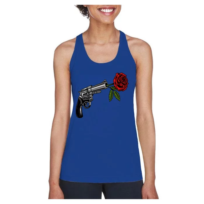 A Revolver With A Rose For Gun Lovers 2nd Adt 2a Gift Women's Racerback Tank