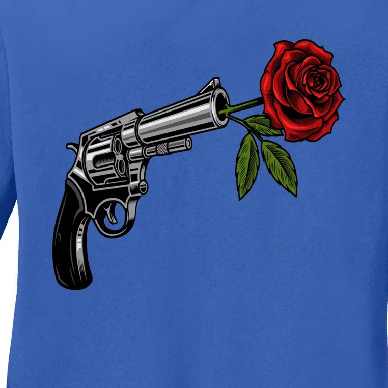 A Revolver With A Rose For Gun Lovers 2nd Adt 2a Gift Ladies Long Sleeve Shirt