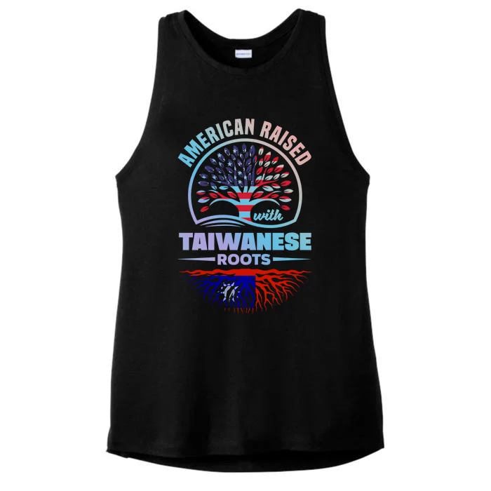 American Raised With Taiwanese Roots Taiwan Taiwanese Flag Meaningful Gift Ladies Tri-Blend Wicking Tank