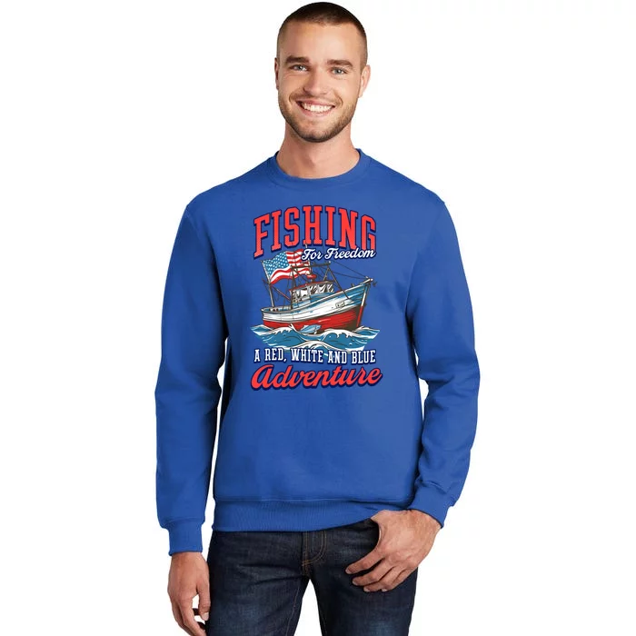 A Red White And Blue Adventure Design Patriotic Fishing Cool Gift Sweatshirt