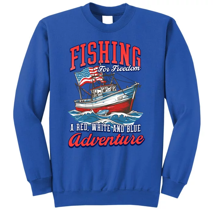 A Red White And Blue Adventure Design Patriotic Fishing Cool Gift Sweatshirt