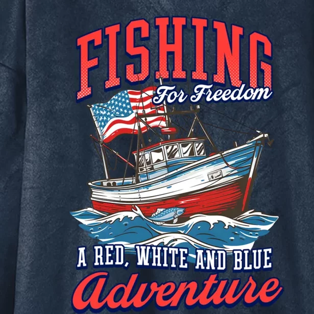 A Red White And Blue Adventure Design Patriotic Fishing Cool Gift Hooded Wearable Blanket