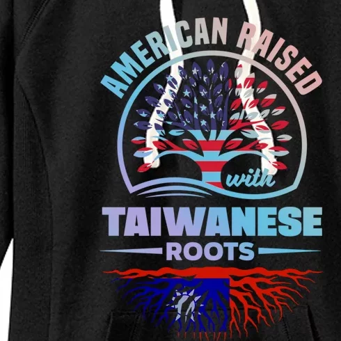 American Raised With Taiwanese Roots Taiwan Taiwanese Flag Meaningful Gift Women's Fleece Hoodie