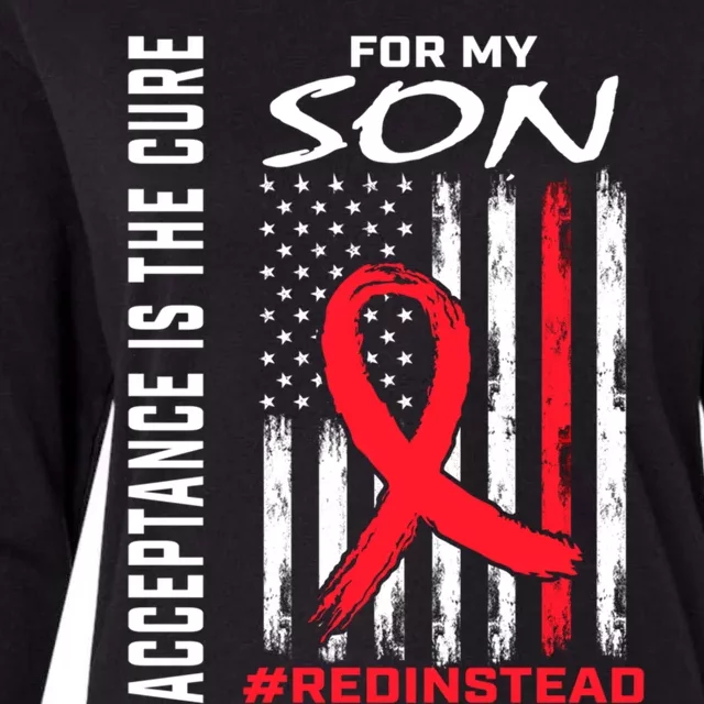 Acceptance Redinstead Wear Red Instead Autism Son Usa Flag Cute Gift Womens Cotton Relaxed Long Sleeve T-Shirt