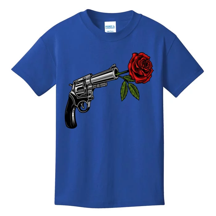 A Revolver With A Rose For Gun Lovers 2nd Adt 2a Gift Kids T-Shirt