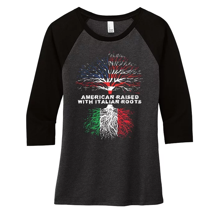 American Raised With Italian Roots Italy Women's Tri-Blend 3/4-Sleeve Raglan Shirt