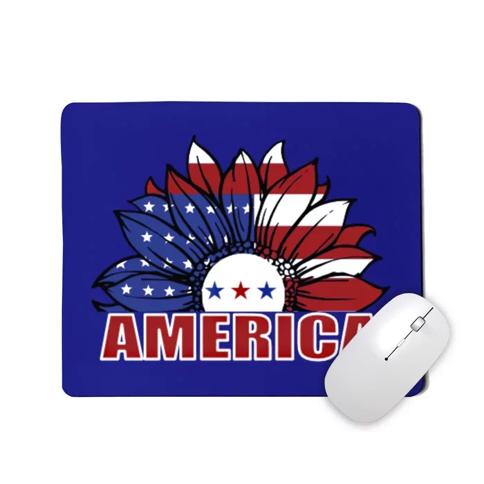 America Red White And Blue Sunflower Design Meaningful Gift Mousepad