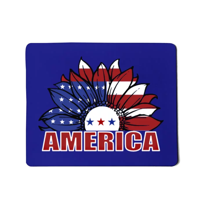 America Red White And Blue Sunflower Design Meaningful Gift Mousepad