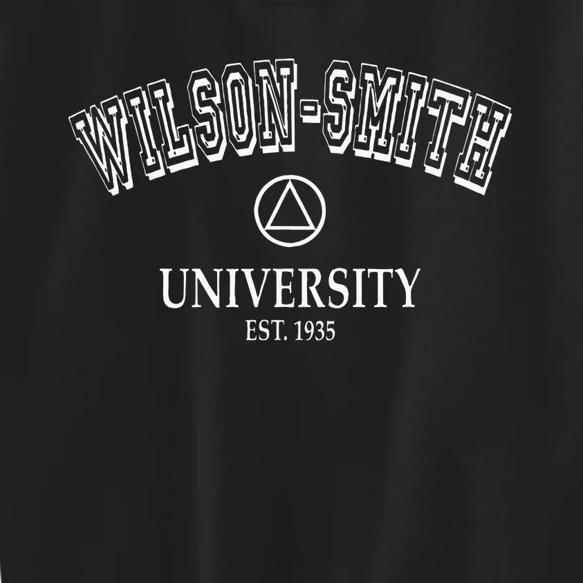 Addiction Recovery WILSON SMITH UNIVERSITY Alcoholics AA Kids Sweatshirt