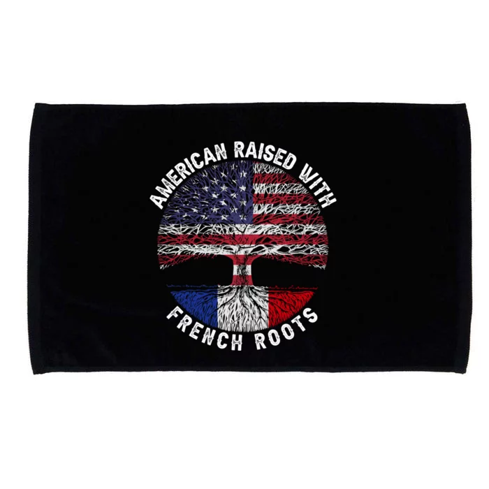 American Raised With French Roots France Us Flag Meaningful Gift Microfiber Hand Towel