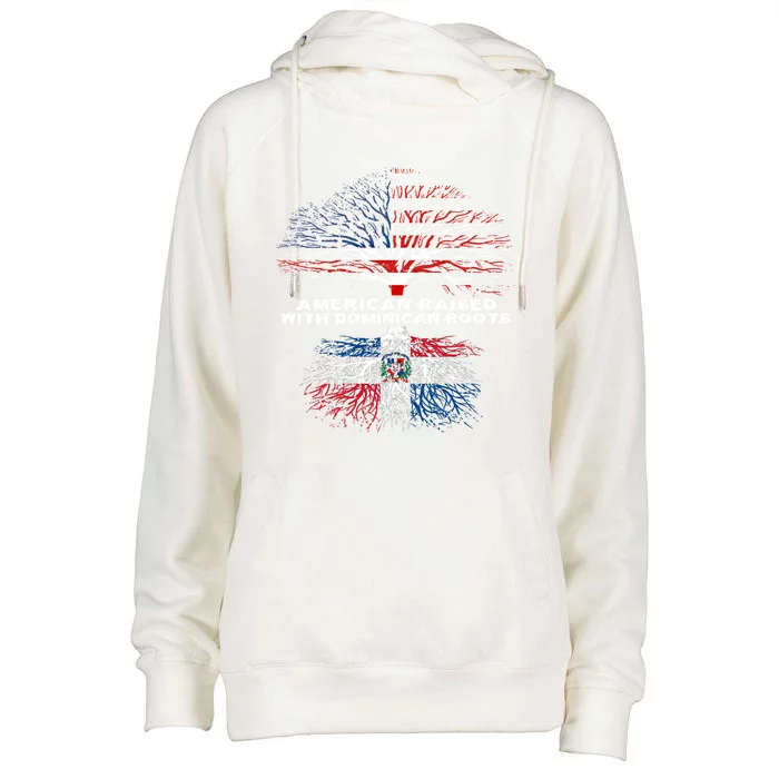 American Raised With Dominican Roots Republic Gift Womens Funnel Neck Pullover Hood