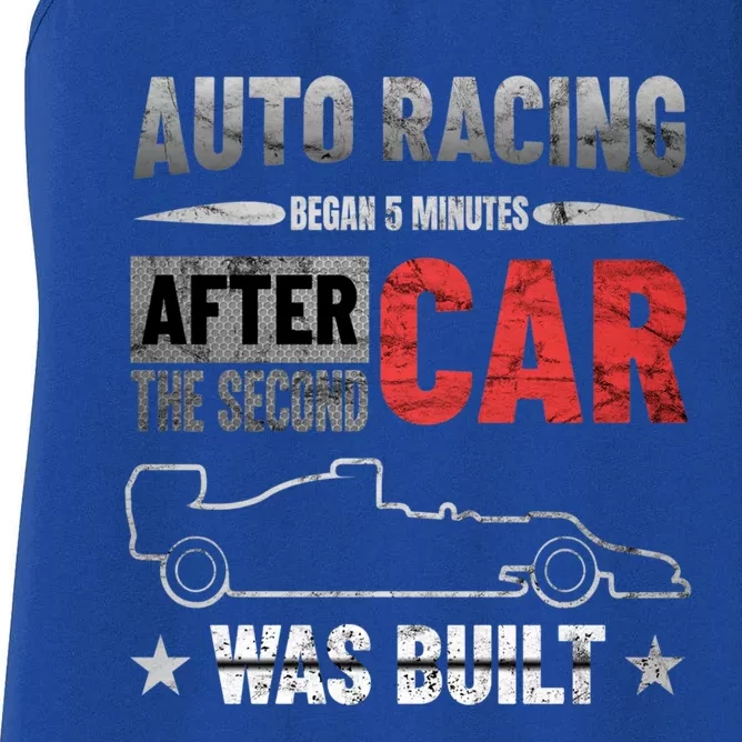 Auto Racing Was Built Funny Auto Racing Mechanic Gift Women's Racerback Tank