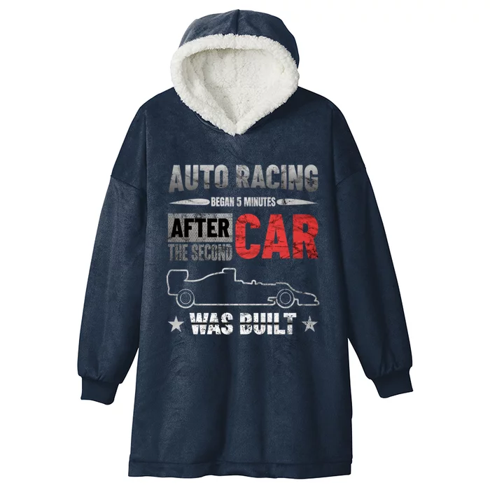 Auto Racing Was Built Funny Auto Racing Mechanic Gift Hooded Wearable Blanket