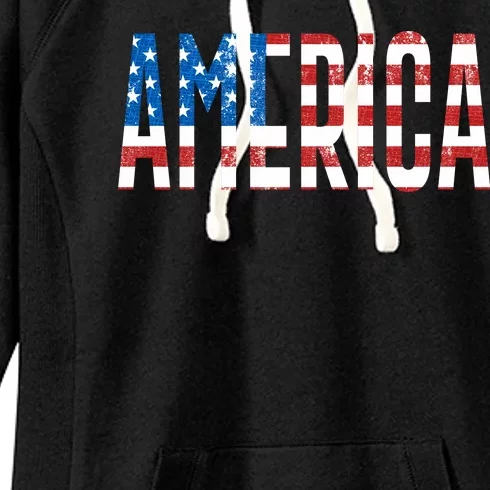 America Red White Blue Stars And Stripes Women's Fleece Hoodie