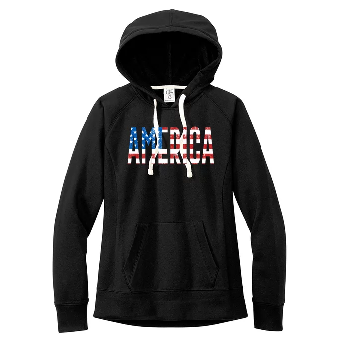 America Red White Blue Stars And Stripes Women's Fleece Hoodie