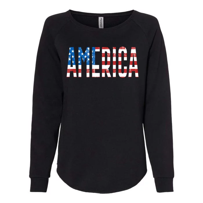 America Red White Blue Stars And Stripes Womens California Wash Sweatshirt