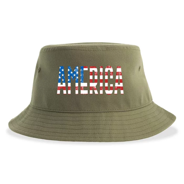 America Red White Blue Stars And Stripes Sustainable Bucket Hat