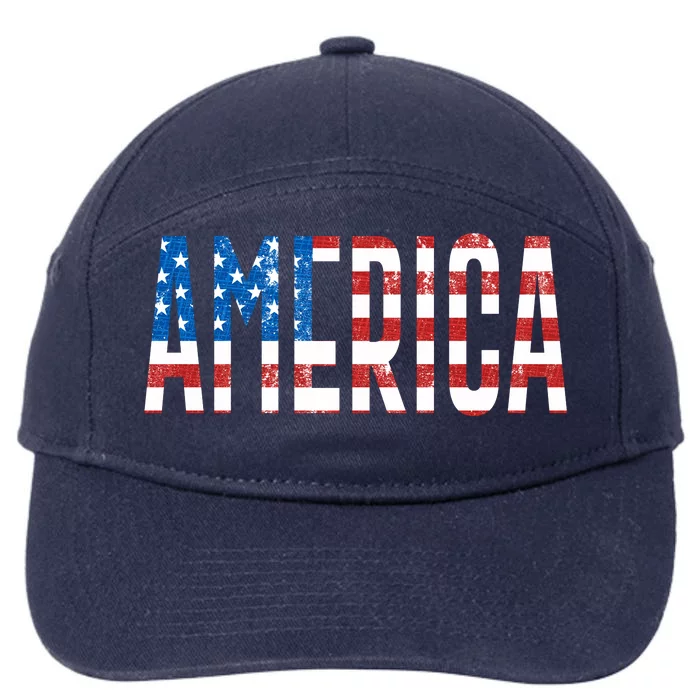 America Red White Blue Stars And Stripes 7-Panel Snapback Hat