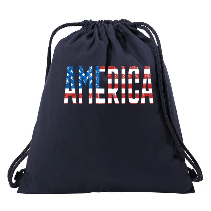 America Red White Blue Stars And Stripes Drawstring Bag