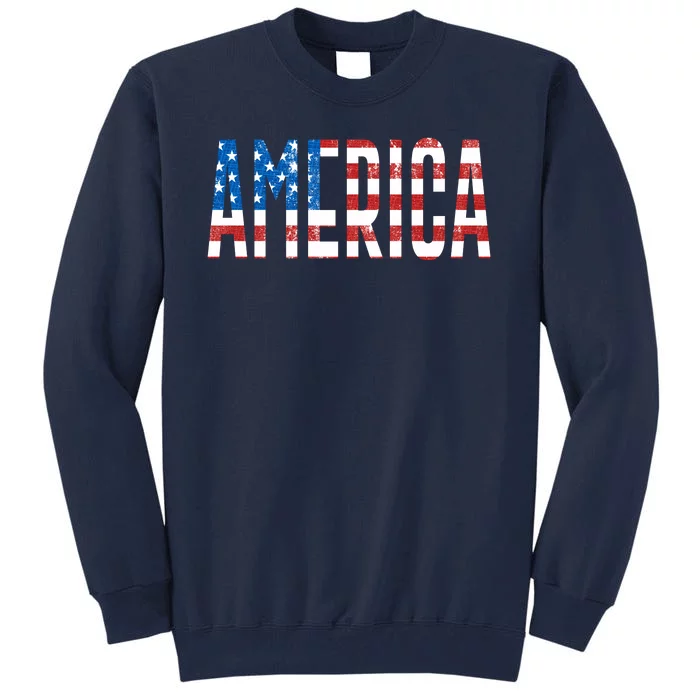 America Red White Blue Stars And Stripes Tall Sweatshirt