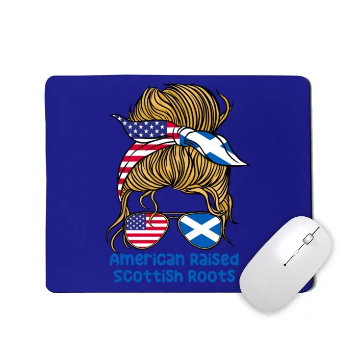 American Raised With Scottish Roots Messy Bun Gift Mousepad