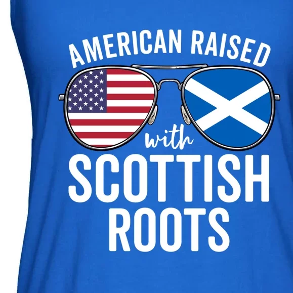 American Raised With Scottish Roots Usa Scotland Flag Meaningful Gift Ladies Essential Flowy Tank