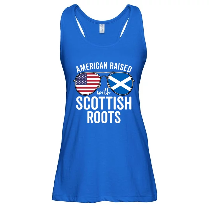 American Raised With Scottish Roots Usa Scotland Flag Meaningful Gift Ladies Essential Flowy Tank