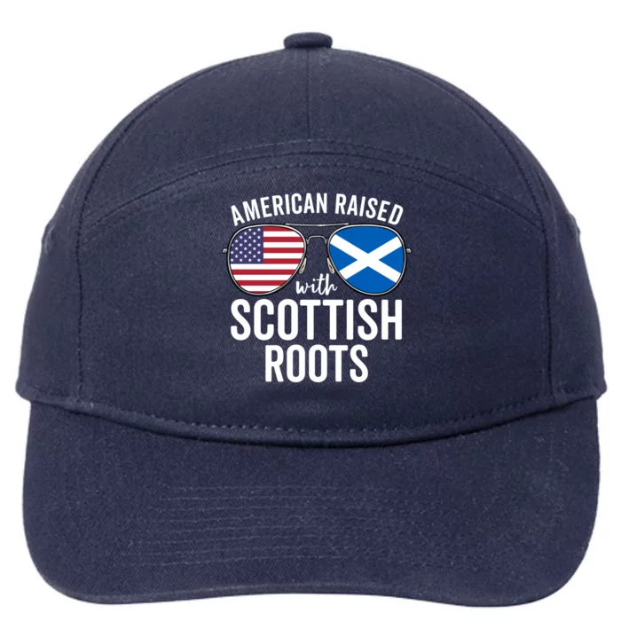 American Raised With Scottish Roots Usa Scotland Flag Meaningful Gift 7-Panel Snapback Hat