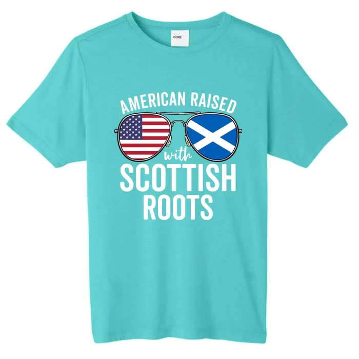 American Raised With Scottish Roots Usa Scotland Flag Meaningful Gift ChromaSoft Performance T-Shirt