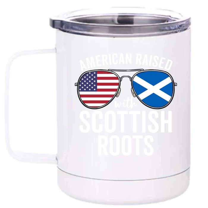 American Raised With Scottish Roots Usa Scotland Flag Meaningful Gift Front & Back 12oz Stainless Steel Tumbler Cup