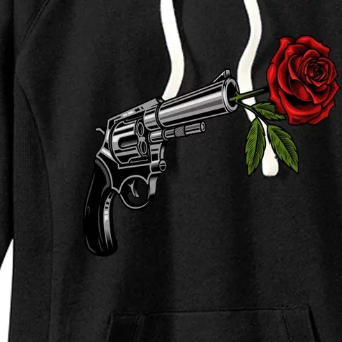 A Revolver With A Rose For Gun Lovers 2nd Adt 2a Cool Gift Women's Fleece Hoodie