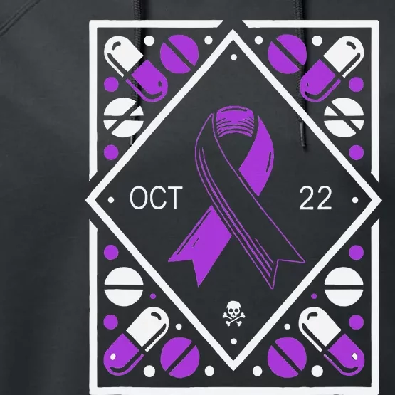 Awareness Ribbon With Oct 22 Date Fluoroquinolone Toxicity Performance Fleece Hoodie