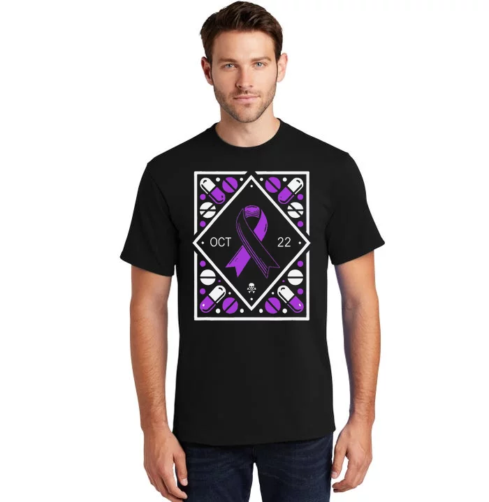 Awareness Ribbon With Oct 22 Date Fluoroquinolone Toxicity Tall T-Shirt