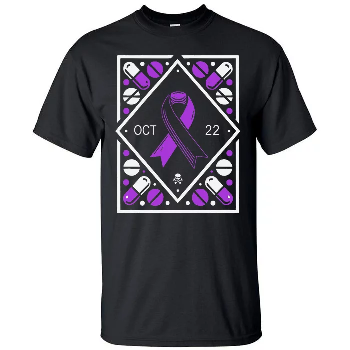 Awareness Ribbon With Oct 22 Date Fluoroquinolone Toxicity Tall T-Shirt