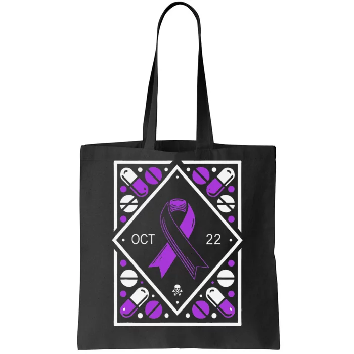 Awareness Ribbon With Oct 22 Date Fluoroquinolone Toxicity Tote Bag