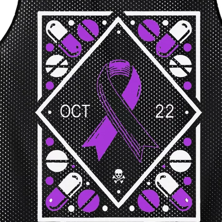 Awareness Ribbon With Oct 22 Date Fluoroquinolone Toxicity Mesh Reversible Basketball Jersey Tank