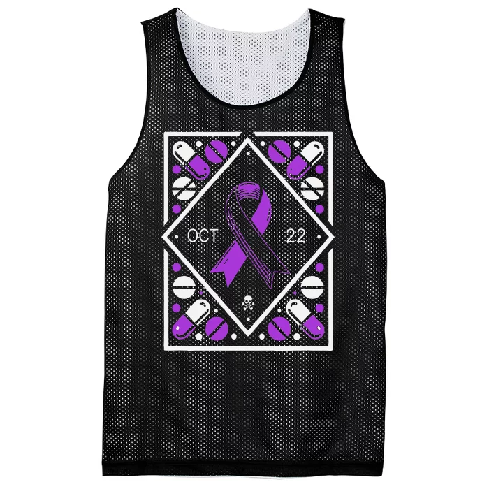 Awareness Ribbon With Oct 22 Date Fluoroquinolone Toxicity Mesh Reversible Basketball Jersey Tank