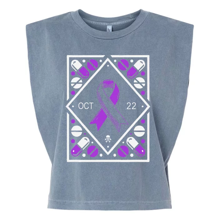 Awareness Ribbon With Oct 22 Date Fluoroquinolone Toxicity Garment-Dyed Women's Muscle Tee