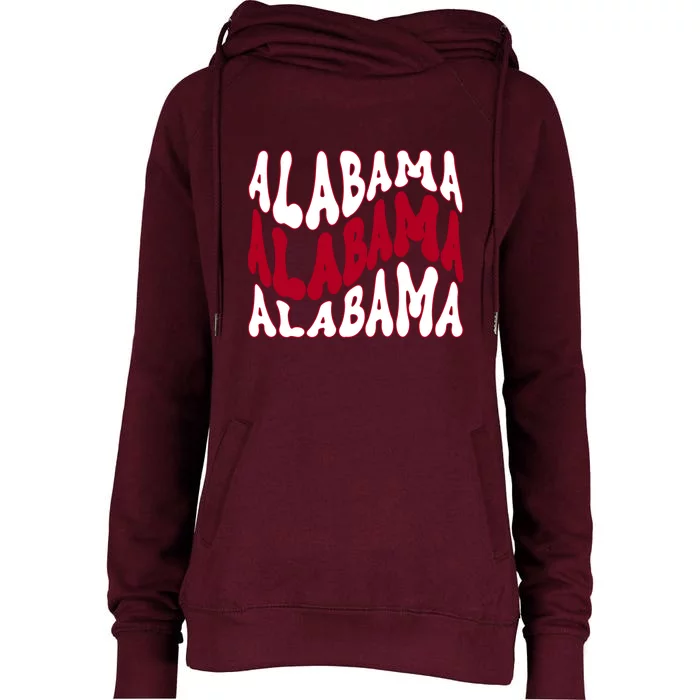 Alabama Retro Wave Womens Funnel Neck Pullover Hood