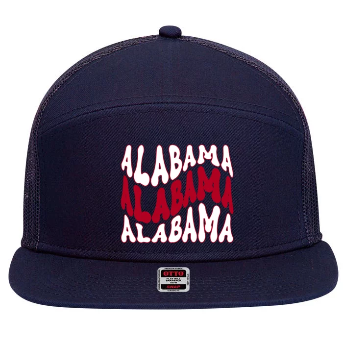 Alabama Retro Wave 7 Panel Mesh Trucker Snapback Hat