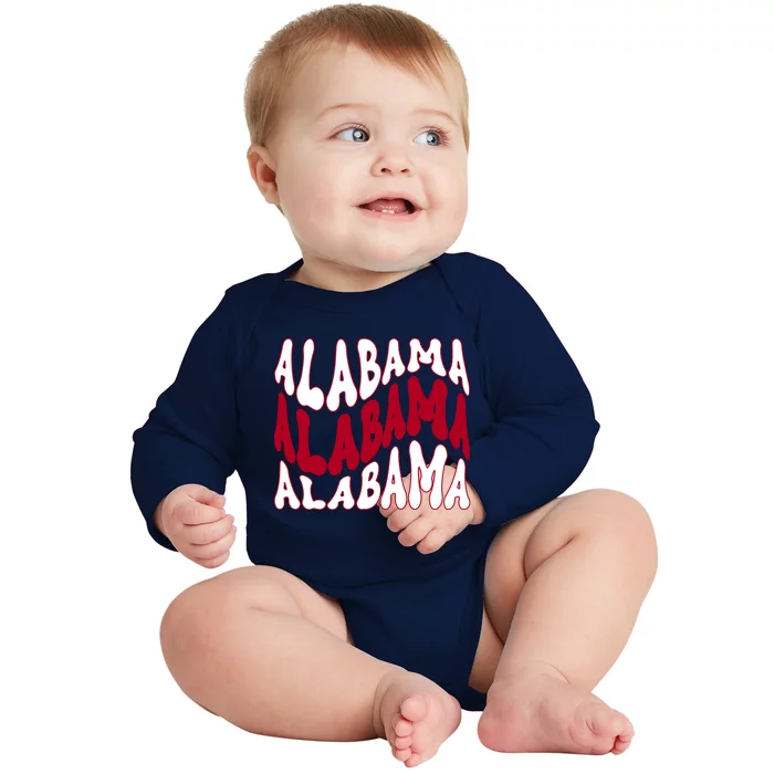 Alabama Retro Wave Baby Long Sleeve Bodysuit