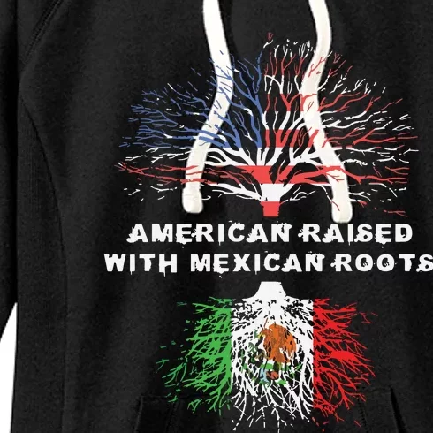 American Raised With Mexican Roots USA Flag Women's Fleece Hoodie