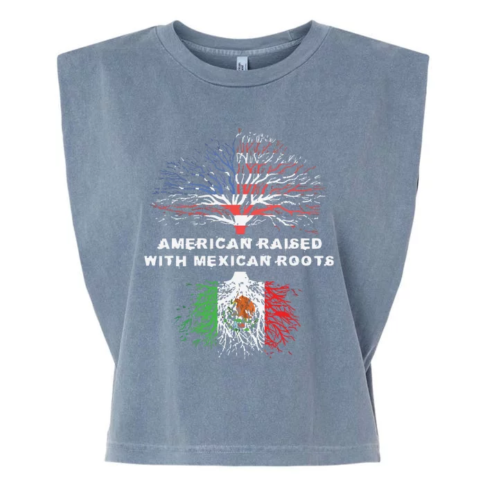 American Raised With Mexican Roots USA Flag Garment-Dyed Women's Muscle Tee