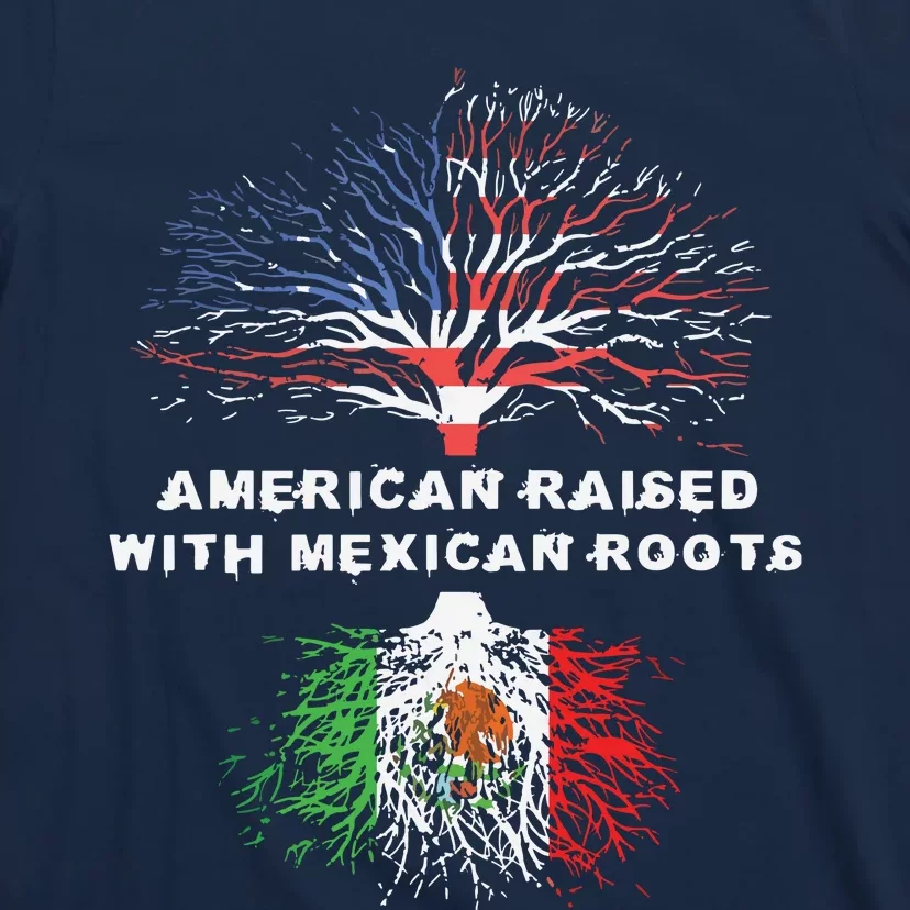 American Raised With Mexican Roots USA Flag T-Shirt